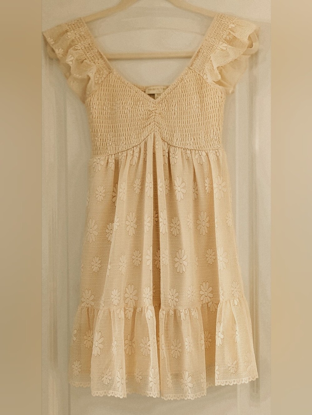 Thirty-Thirty Women's Cream Floral Lace Sundress